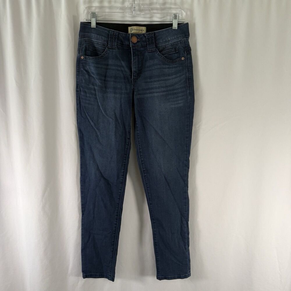 Democracy Ab Technology Pants Women's 4 Mid Wash Blue Whiskered 6 Pocket